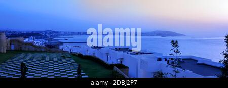 View over Tangier skyline at night, Morocco.Tangier beach, Morocco Summer Landscapen Stock Photo