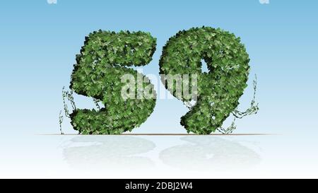 Number 59 created of green ivy leaves Stock Photo