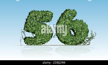 Number 56 created of green ivy leaves Stock Photo