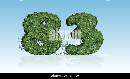 Number 83 created of green ivy leaves Stock Photo