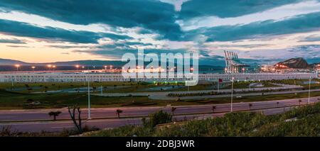 Tanger-Med is a cargo port located about 40 km east of Tangier, Morocco Stock Photo