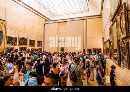 The Mona Lisa room at The Louvre, Paris, France, Europe Stock Photo
