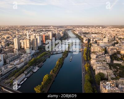 River Seine at dawn, Paris, Ile-de-France, France, Europe Stock Photo