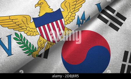 Virgin Islands United States and South Korea two flags Stock Photo