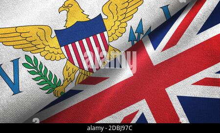 Virgin Islands United States and United Kingdom two flags Stock Photo