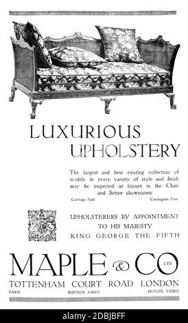 Maple & Co, Luxurious Upholstery advertisement from 1914 The Studio an Illustrated Magazine of Fine and Applied Art Stock Photo