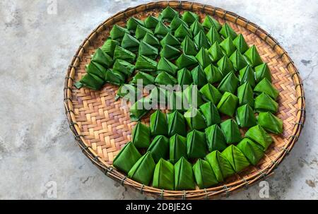 Stuffed Dough Pyramid Dessert for Chinese New Year festival. Kanom Tian Stock Photo