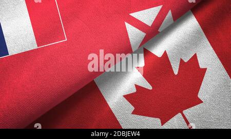 Wallis and Futuna and Canada two flags textile cloth, fabric texture Stock Photo