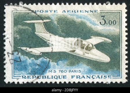 FRANCE - CIRCA 1960: stamp printed by France, shows plane MS760 “Paris”, circa 1960 Stock Photo