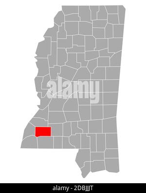 Map of Franklin in Mississippi Stock Photo