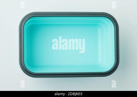 Green empty rectangle plastic  container above top view isolated Stock Photo