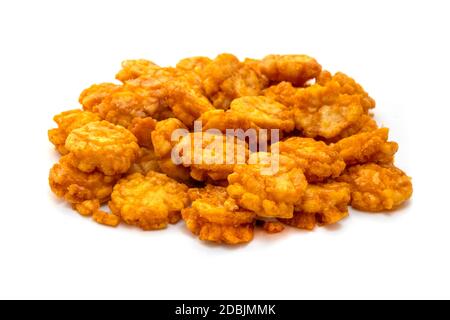 Chilli Rice Crackers on a white background Stock Photo