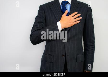 Encouraging business people to receive a request. Shooting Location: Tokyo metropolitan area Stock Photo