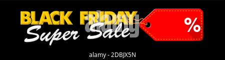 Black friday super sale label copy space template. Set the percentage of the discount yourself. Illustration, vector Stock Vector