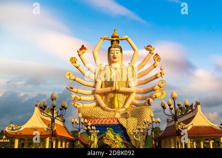 Statue of Shiva in Wat Plai Laem Temple, Samui, Thailand in a summer day Stock Photo