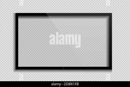 Empty tv frame with reflection and transparency screen isolated. Lcd monitor vector illustration. Lcd display screen, tv digital panel plasma. EPS 10 Stock Vector