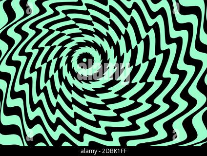 geometric illusion background, black and green curved lines, vector illustration, eps 10 Stock Vector