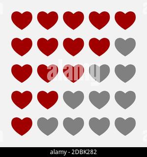 Rating Review icon - Flat design, glyph style icon - Red heart. EPS 10 Stock Vector