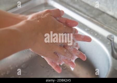 Washing soap bubbles personal hygiene, stock photo Stock Photo