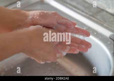 Washing soap bubbles personal hygiene, stock photo Stock Photo