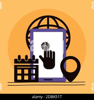 smartphone and interface set icons vector illustration design Stock Vector