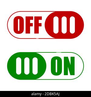 on off switches on a white background. Red and green switch. Isolated vector illustration Stock Vector