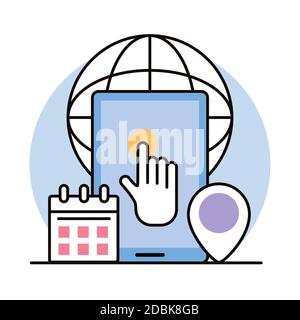 smartphone and interface set icons vector illustration design Stock Vector