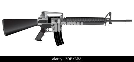 A typical army style assault weapon isolated on white. Stock Photo