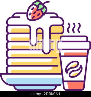 Breakfast meals RGB color icon Stock Vector