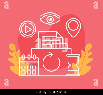 folder document with interface set line style icons vector illustration design Stock Vector