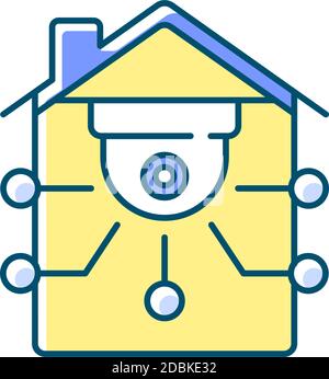 Security camera RGB color icon Stock Vector