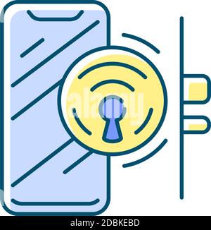 Door locker RGB color icon Stock Vector