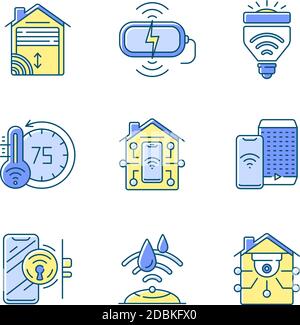 Smart home RGB color icons set Stock Vector