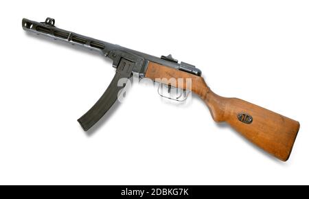 ppsh 41 machine gun isolated on the white background Stock Photo