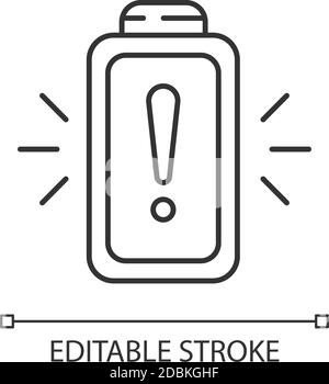 Battery working process risk linear icon Stock Vector