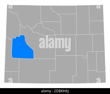 Map of Sublette in Wyoming Stock Photo