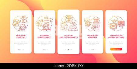 Business counseling tasks onboarding mobile app page screen with concepts Stock Vector
