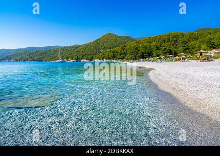 Amazing beach of Milia, Skopelos, Greece. Stock Photo