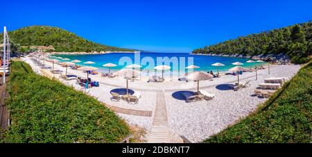 Amazing beach of Leftos Gialos in Alonnisos island, Greece. Stock Photo