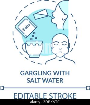 Gargling with salt water concept icon Stock Vector