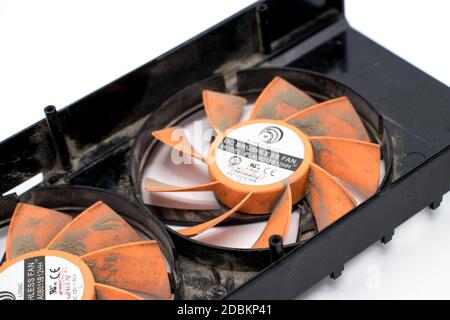 Moscow, Russia. 12/16/2011 NVIDIA Geforce GTX 465 graphics card isolated on a white background Stock Photo