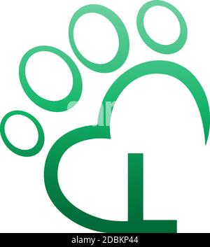 Letter L icon on paw prints logo design Stock Vector