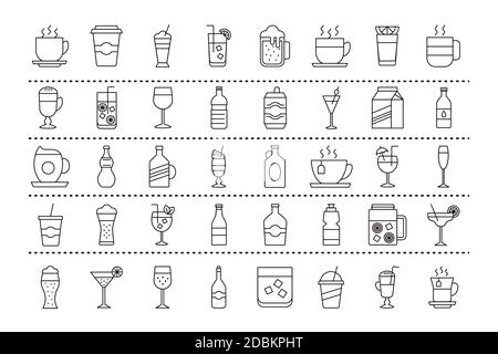 bundle of fourty beverages set icons vector illustration design Stock Vector