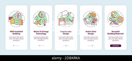 Sustainable architecture onboarding mobile app page screen with concepts Stock Vector