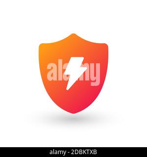 Vector bolt lightning and shield icon, protection symbol vector logo template icon. Stock vector illustration isolated on white background. Stock Vector