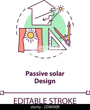 Passive solar design concept icon Stock Vector