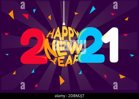 Happy new year 2021 for holidays banners. Flyers, greetings, invitations, Vector illustration. Stock Vector