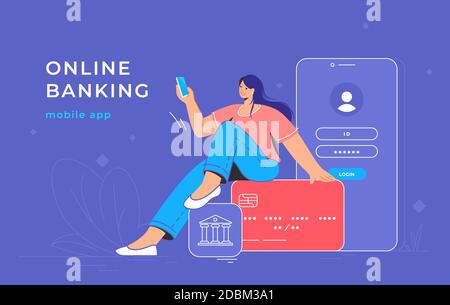 Online banking app and red credit card Stock Vector