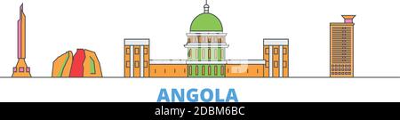 Angola line cityscape, flat vector. Travel city landmark, oultine illustration, line world icons Stock Vector