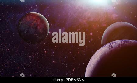 Exoplanet in space. Elements of this image furnished by NASA. Stock Photo